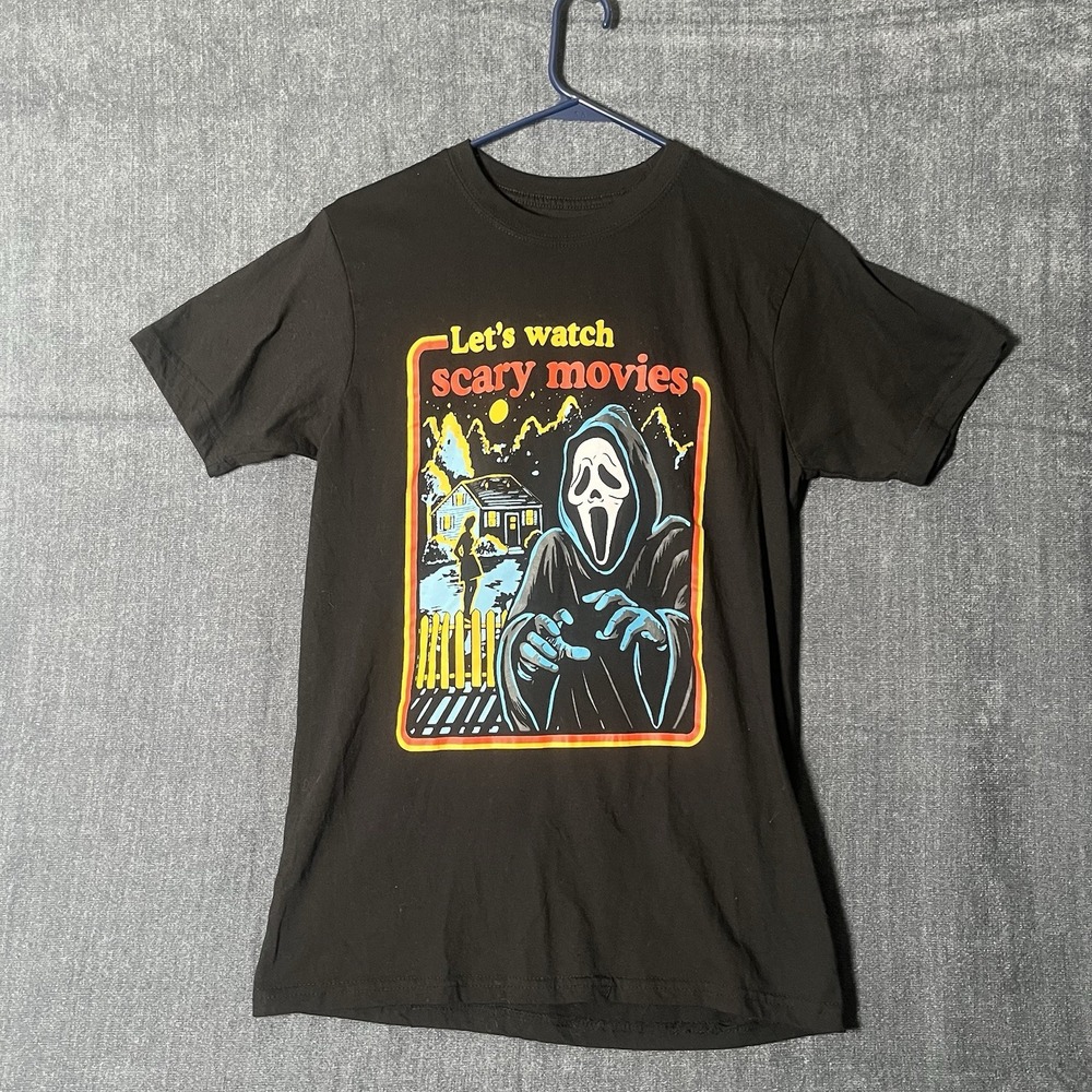 Scream Ghost Face Men's T Shirt Let's Watch Scary Movies Horror Size Small